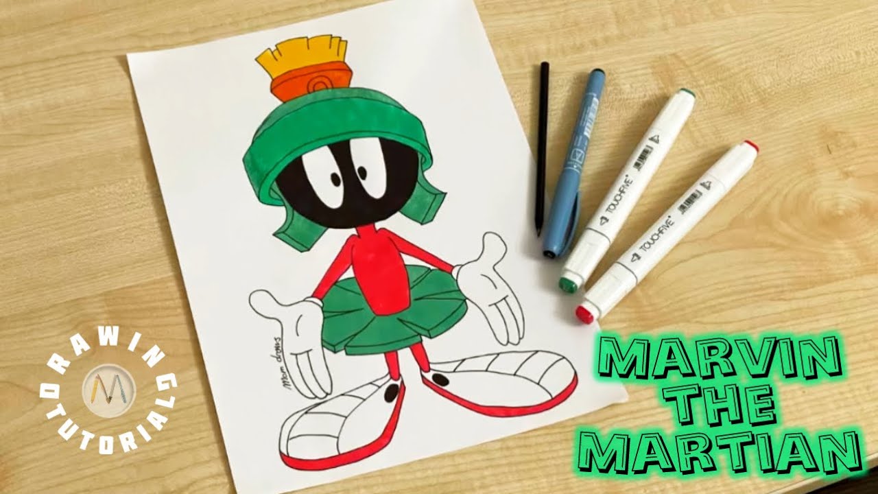 How to draw Marvin the Martian from Looney Tunes
