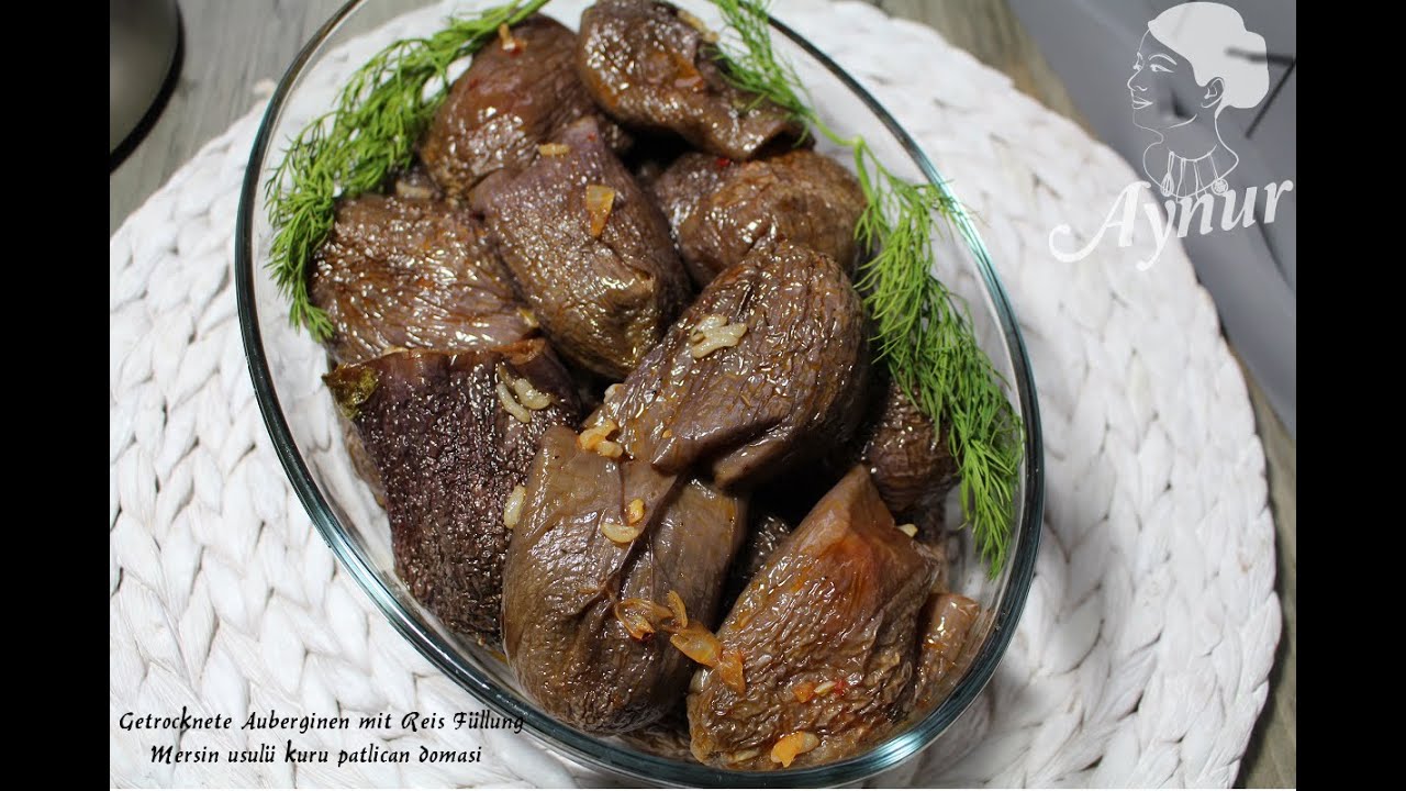 Getrocknete Auberginen mit Reisfüllung#Mersin usulü kuru patlican dolmasi#Vegan#Vegetarisch