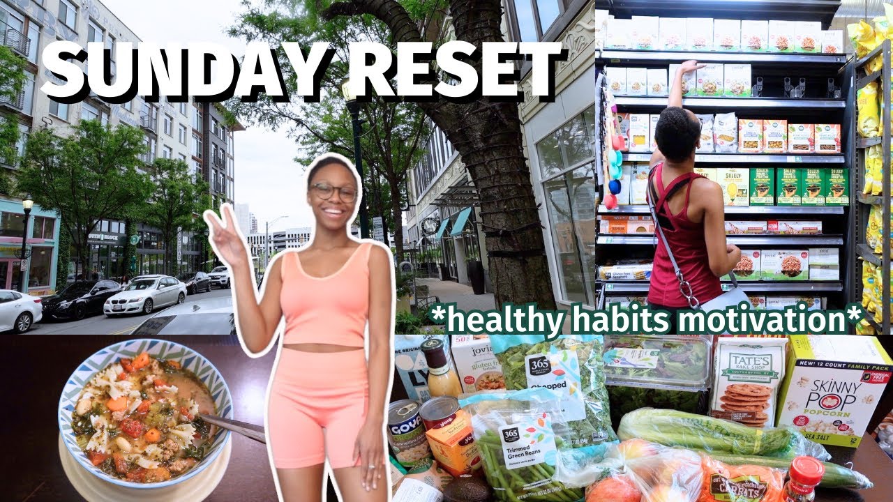 PRODUCTIVE SUNDAY RESET VLOG | workout, grocery shopping + haul, cooking *healthy habits motivation*