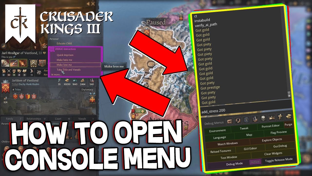 Как получить доступ к чит-режиму и открыть консоль (+список команд) - Crusader Kings III