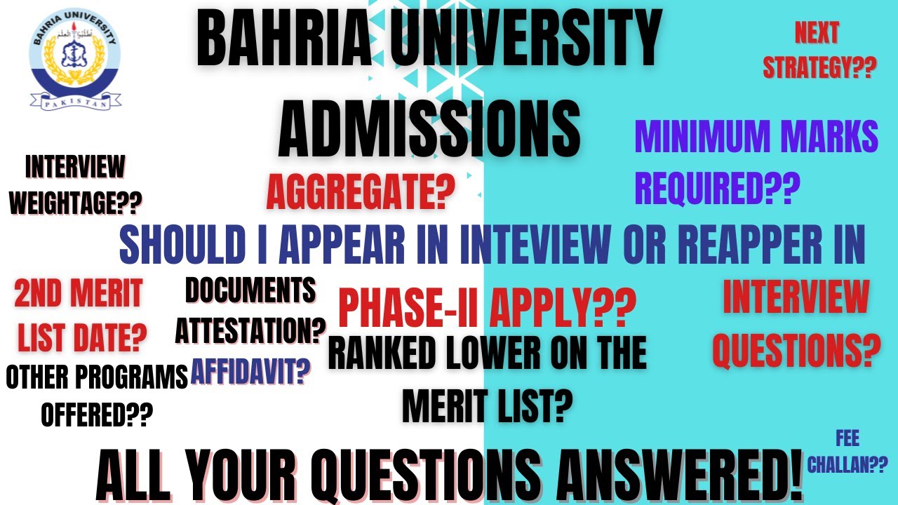 Bahria University Admissions 2025: Answers to All Questions! Interview, Aggregate, Strategy & Phase2