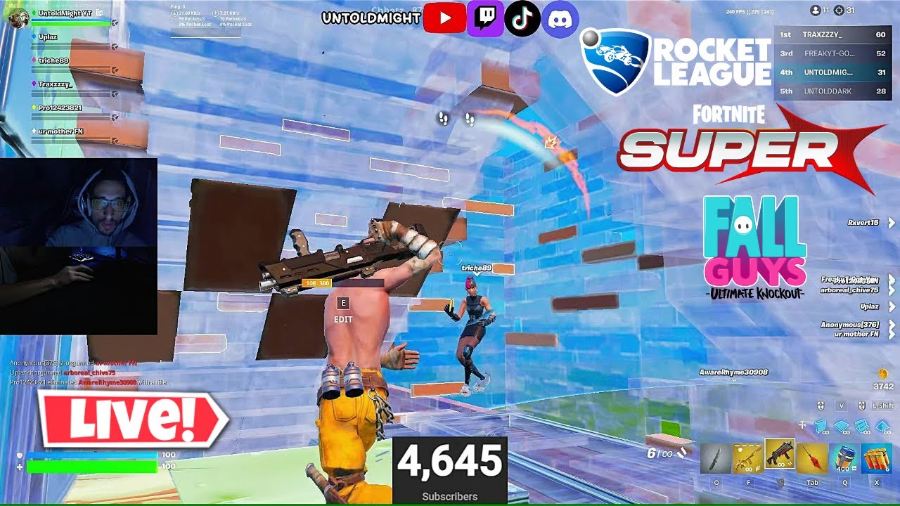 Playing Fortnite, Fall Guys, and Rocket League with My Viewers (Now Live on TikTok, Twitch, and YT)