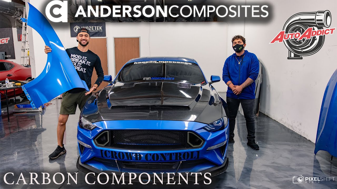 2016-2020 Eco Boost Mustang Carbon Fiber Hood and Fenders // Anderson Composites