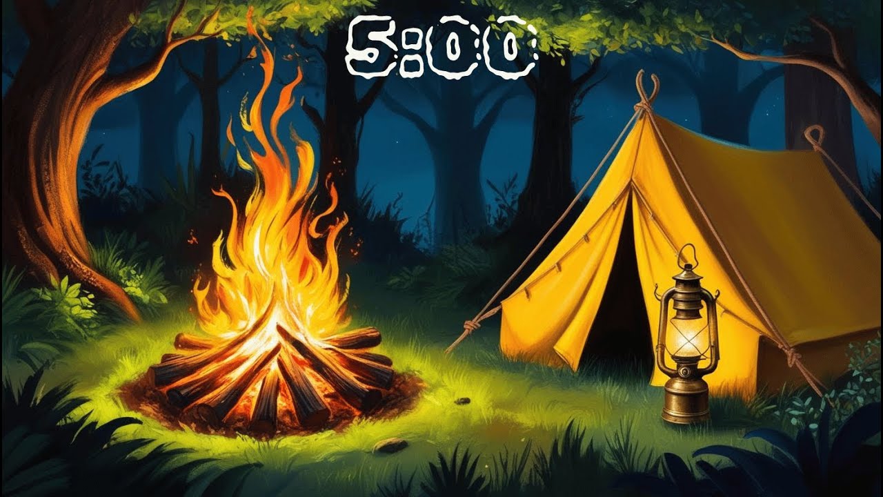5 Minute Countdown Timer - Summer Nighttime Camping With Music (Campfire & Night Insect Sounds)