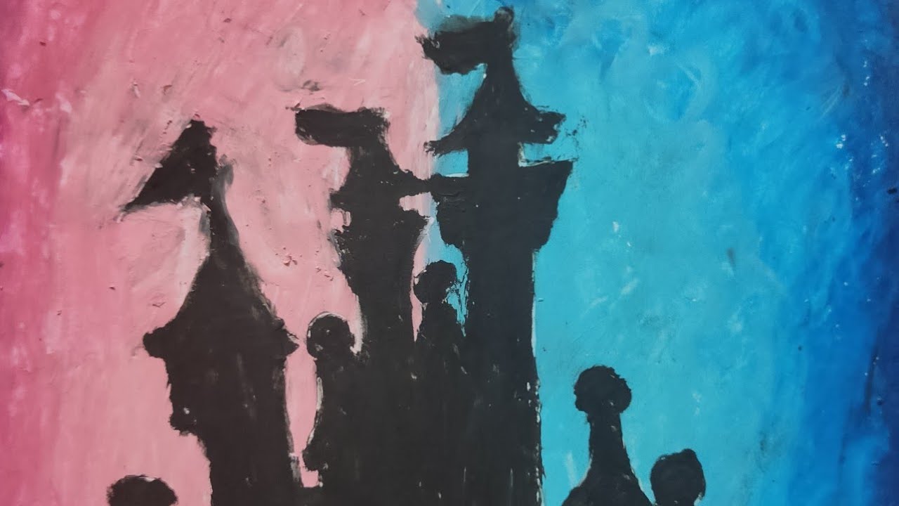 Easy oil pastel art - disney world
