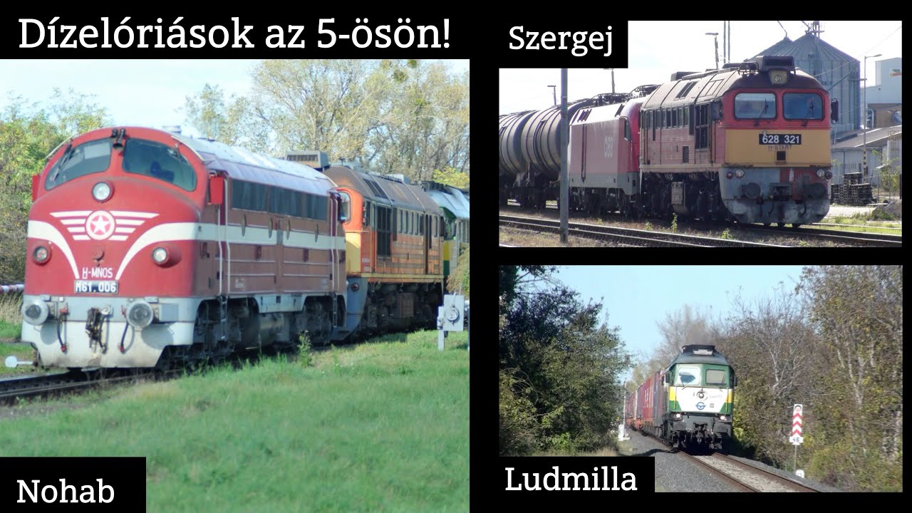 Dízelóriások az 5-ös vasútvonalon átmeneti tehervonatok élén [M61 Nohab M62 Szergej DR130 Ludmilla]