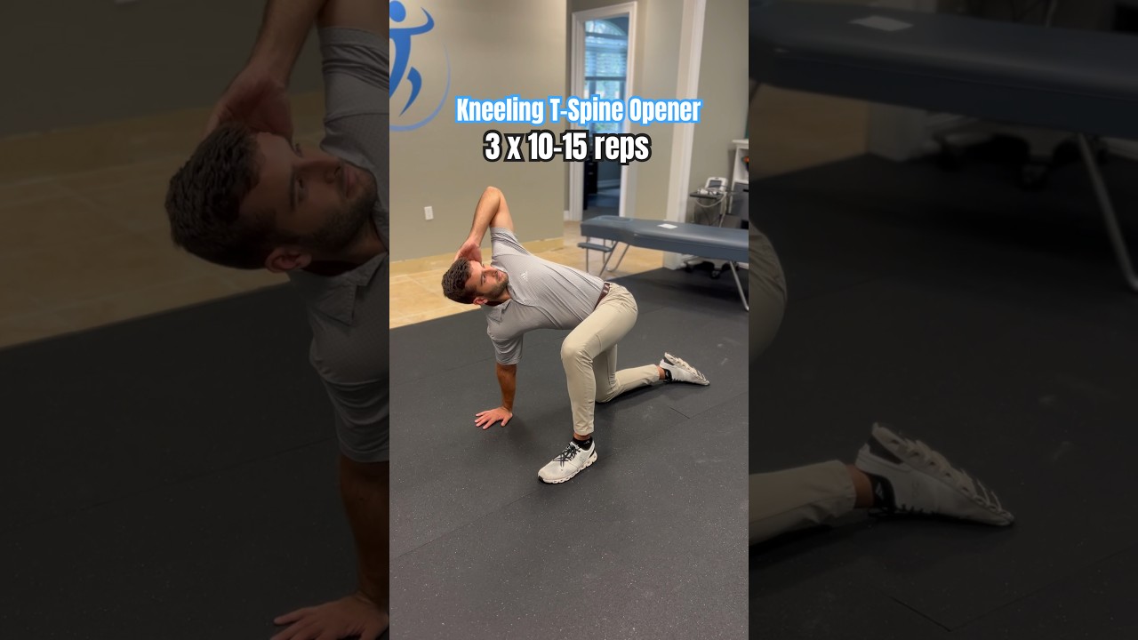 The kneeling thoracic spine opener is great for implementing before workouts, golf & during the day!