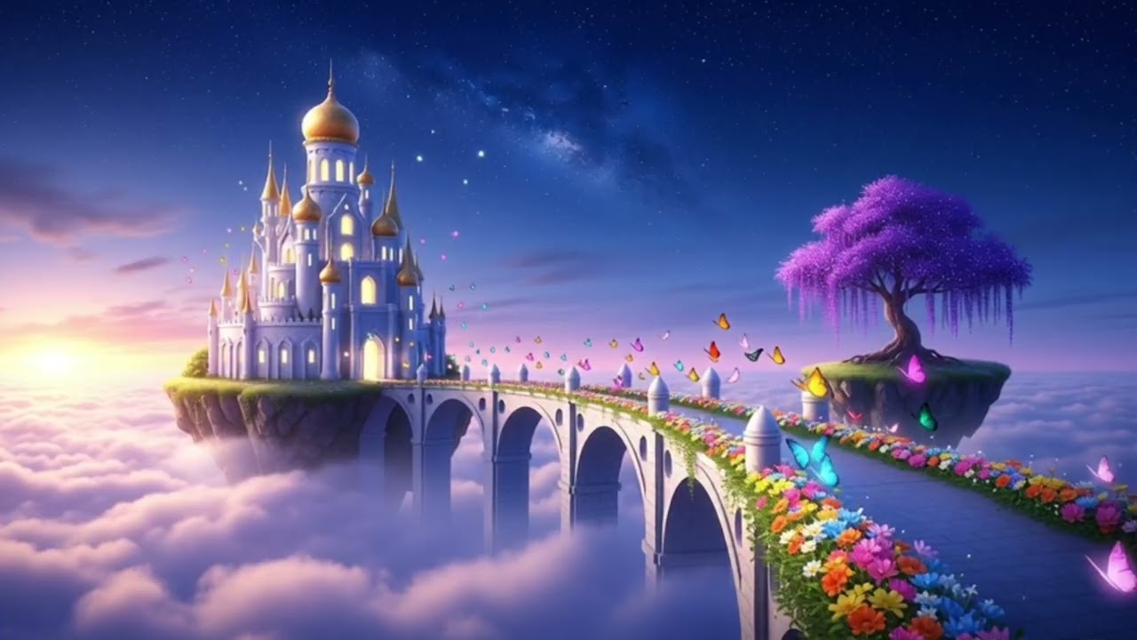 Ao som de musica tocada piano para um relaxamento e calmaria, e linda paisagens 
