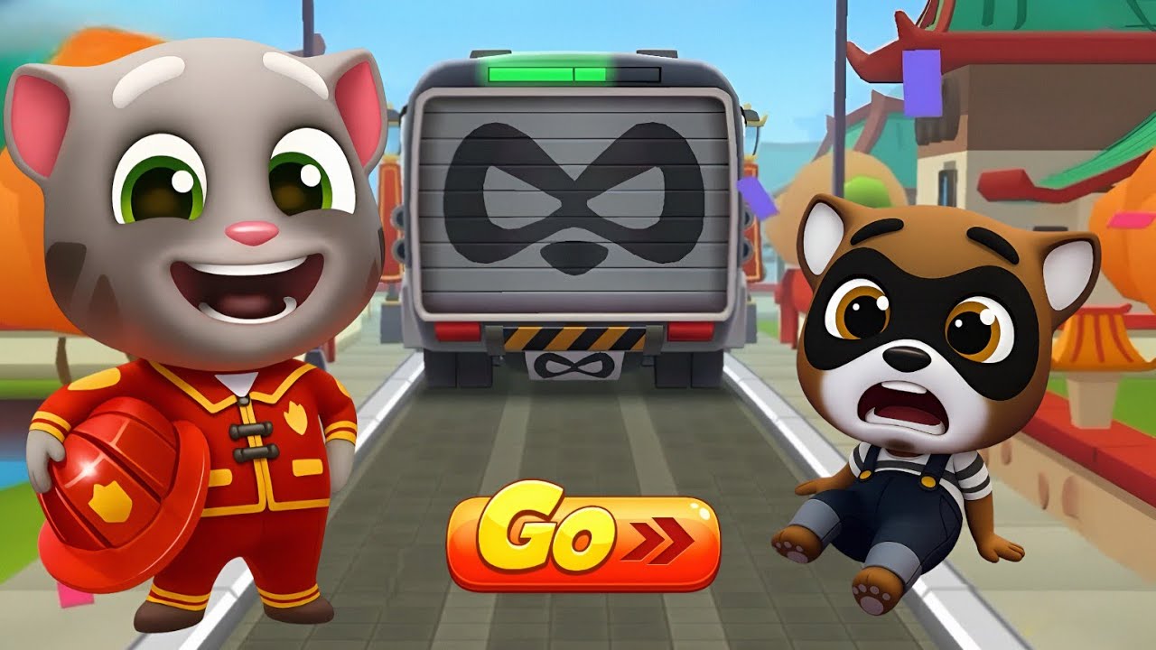 Talking Tom Gold Run New Update - Fireman Tom vs Raccoon Boss Fight in Party Parade | Funny Race 🔥