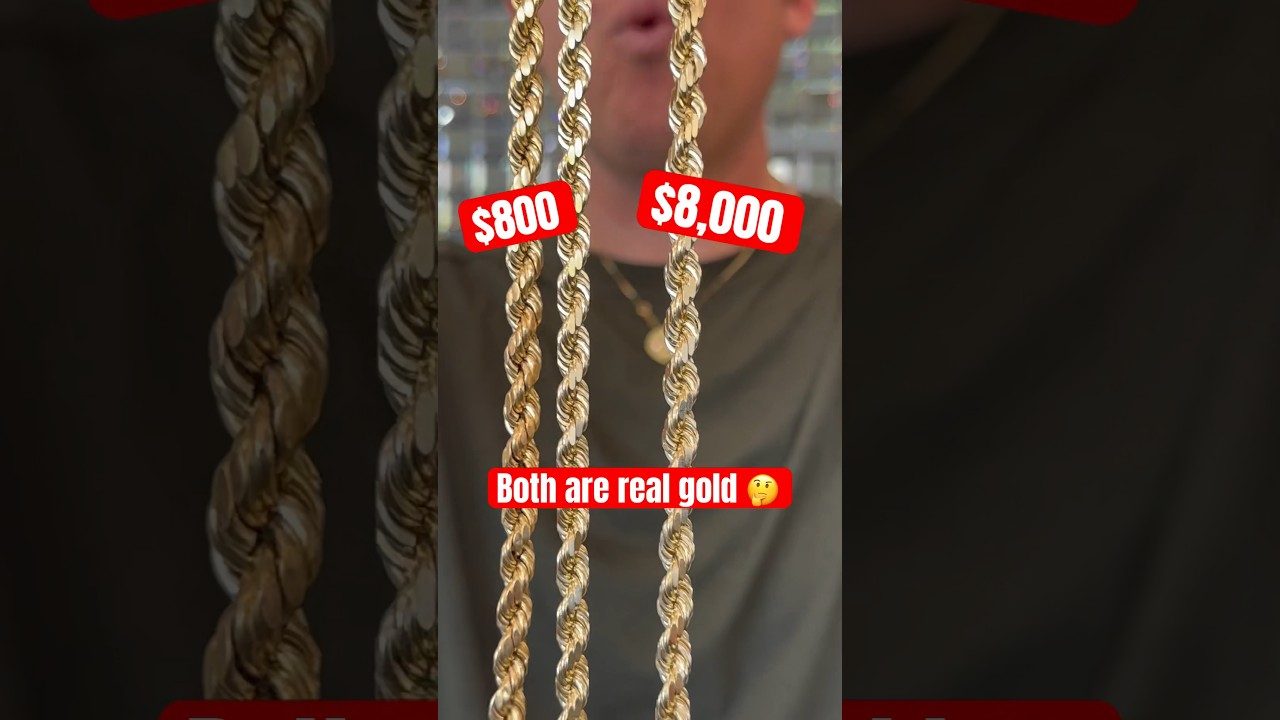 Золотая цепочка за 800 и 8000 долларов #золото #веревочнаяцепь #jacoje