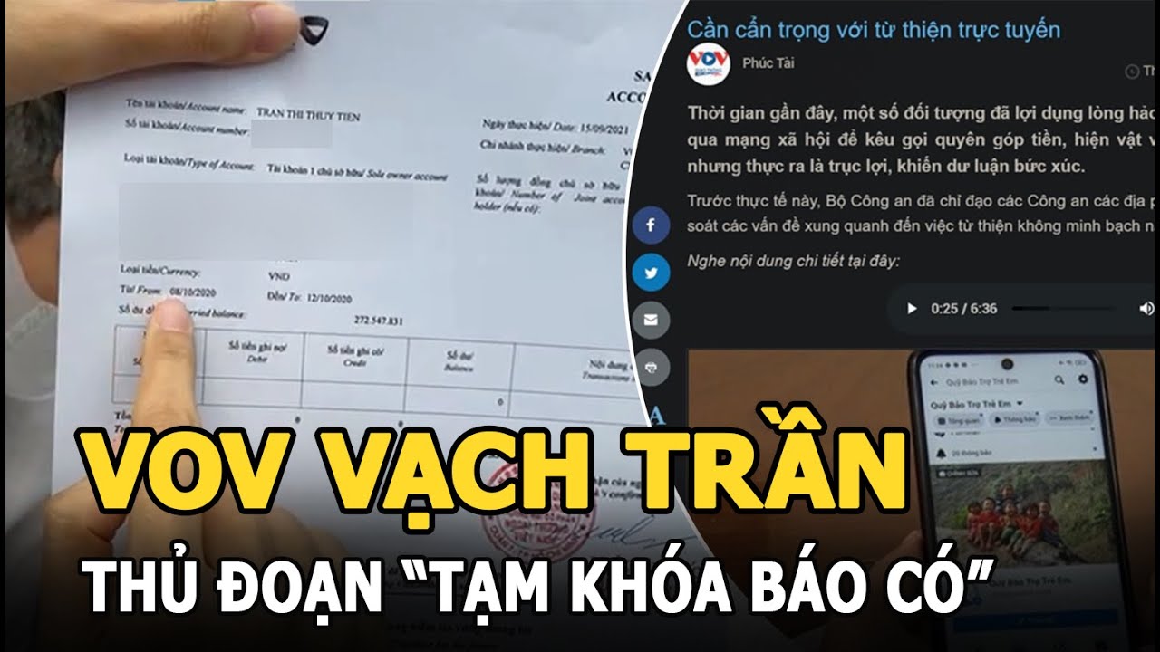 VOV vạch trần thủ đoạn &ldquo;tạm kh&oacute;a b&aacute;o c&oacute;&rdquo;, l&aacute;ch luật ăn gian tiền từ thiện