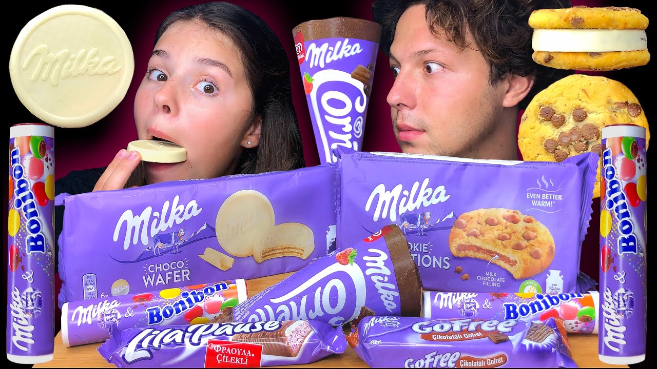 ASMR MILKA CHOCOLATE PARTY! ICE CREAM EATING SOUNDS MUKBANG 초콜릿 리얼사운드 먹방 | Tati ASMR