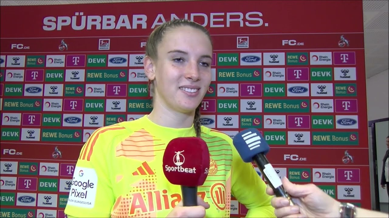 Interview mit FC Bayern München Frauen Torhutterin Ena Mahmutovic nach dem 3-0 Sieg beim 1FC Köln