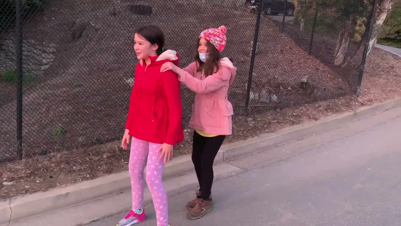 Alexis and Taylor Piggyback Ride in the Neighborhood (11YearsOld10Months)