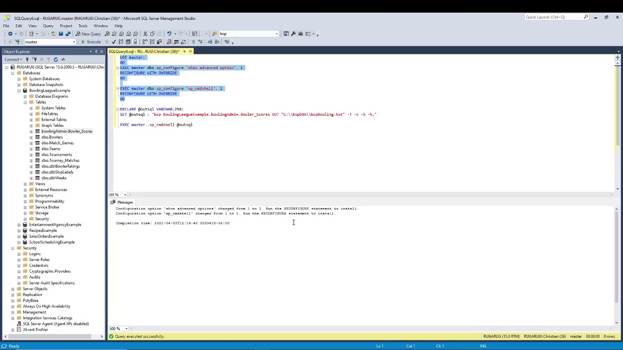 Bulk Copy Program (BCP) tutorial Microsoft SQL Server Management Studio CIT 326 BYUI