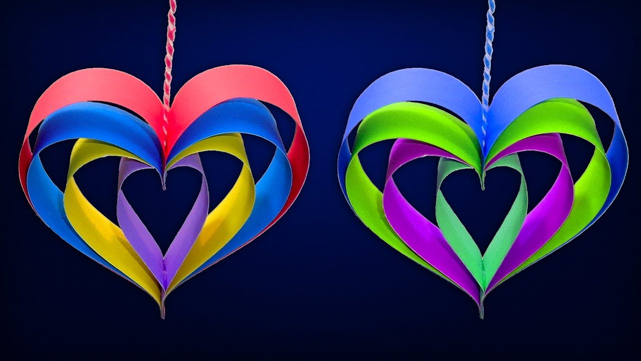 How To Make Hanging Paper Heart - DIY Christmas Crafts Handmade Decorations With Paper Stripes