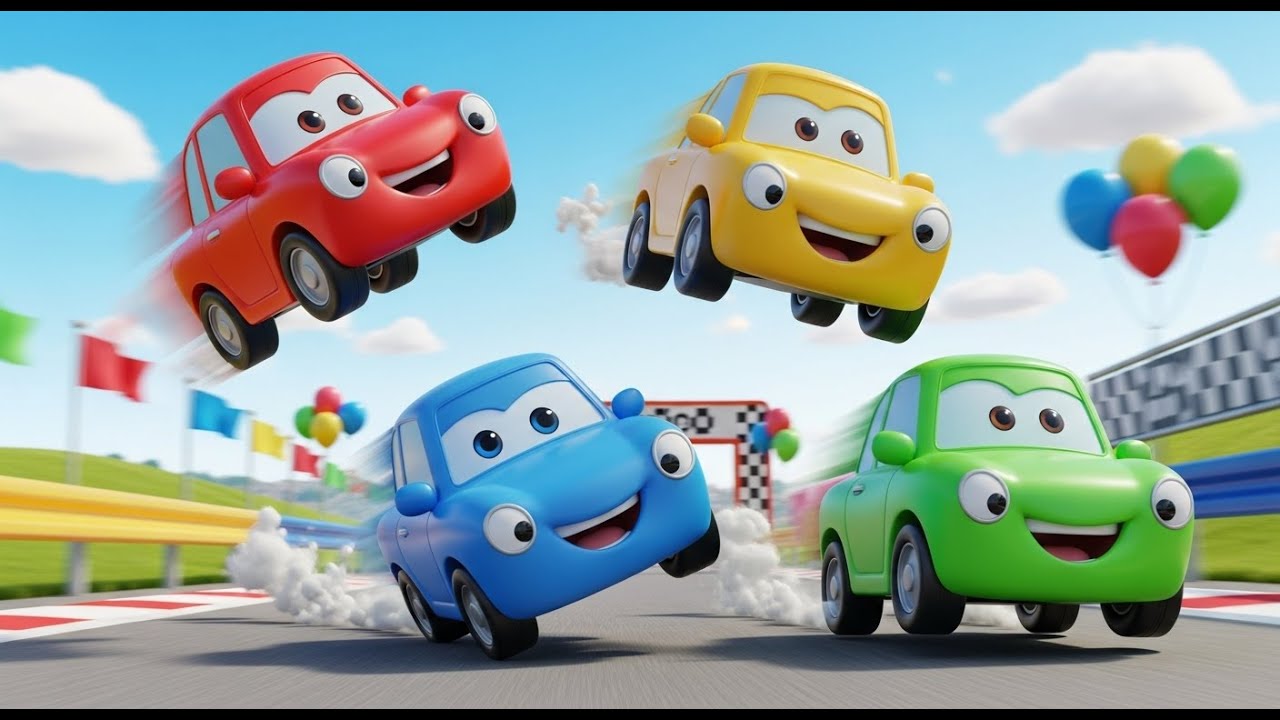 Quatro Carrinhos de Brinquedo Vrum, Vrum, Vrum | Música de Carros e Contagem