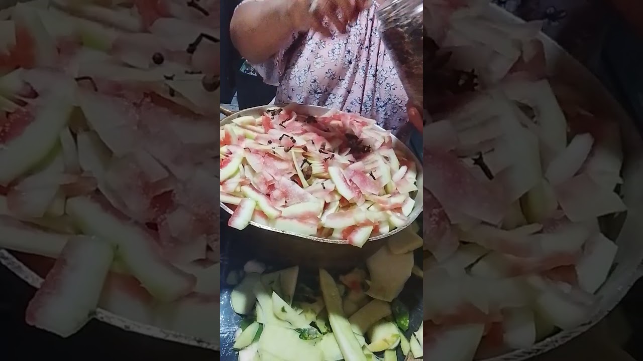 Dulce de cascara de sandía ingredientes Azúcar pimienta de olor canela anís estrellado hervir 
