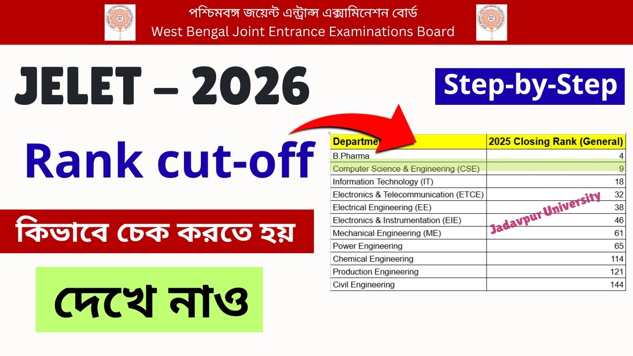 JELET 2026 Rank cut-off কিভাবে চেক করতে হয় দেখে নাও | How to check the rank cut-off | I am Subha