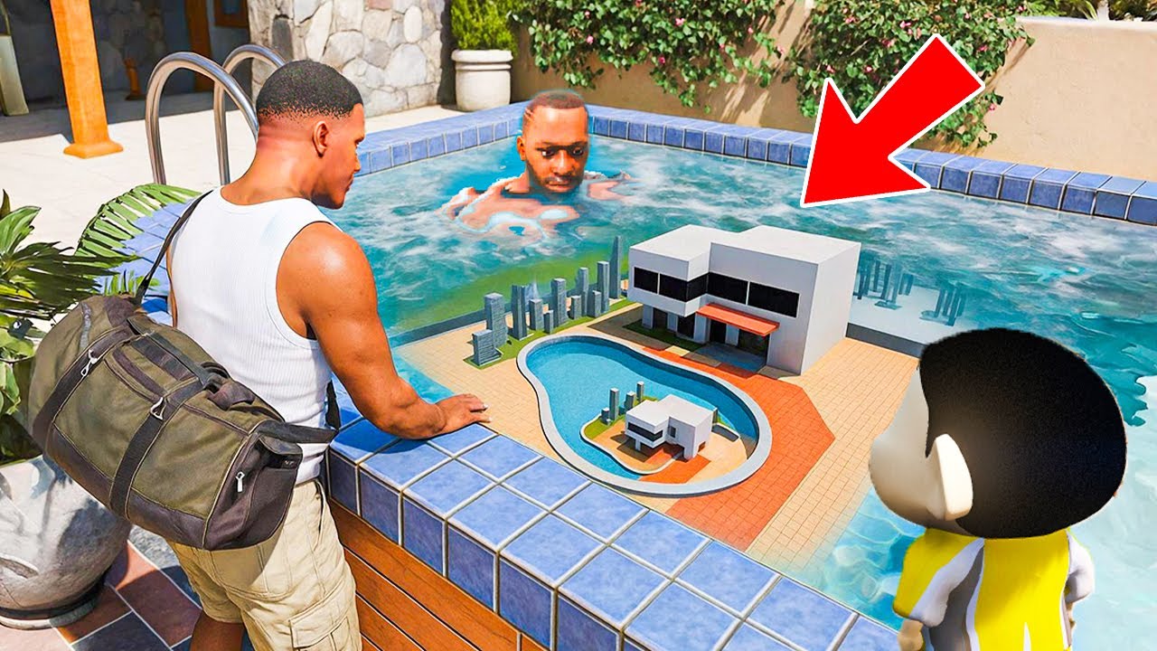 Franklin & Shinchan Discover Indian Bike Driving 3D City Inside Their Pool in GTA 5!