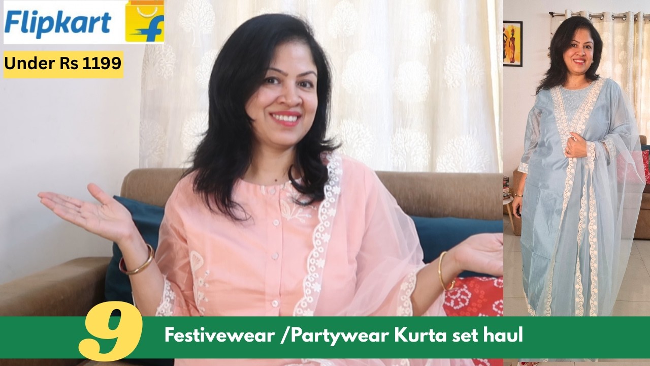 Top 9 Flipkart Kurta Sets Under ₹1199 | Stylish Office Wear, Daily wear & Party  wear | Try-On Haul