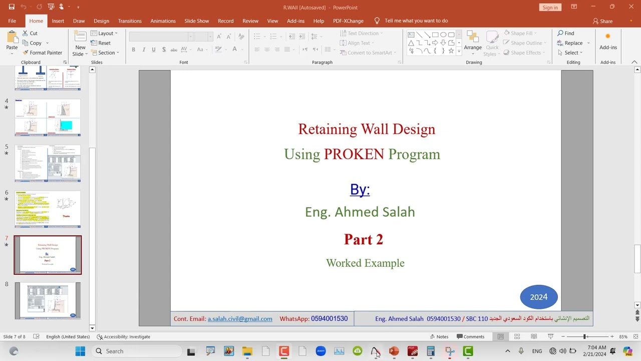 Analysis and Design of Retaining Walls using PROKON Program (Part II)