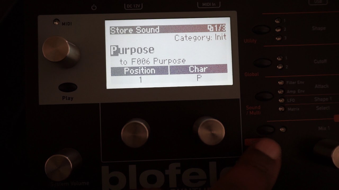 WALDORF BLOFELD - Multi mode, saving a edited patch to a Multi mode program.