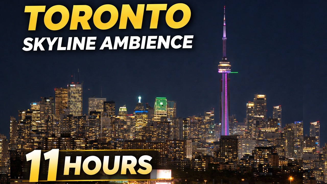 Downtown Toronto at Night | 11 Hours Skyline Ambience & City Hum (4K)