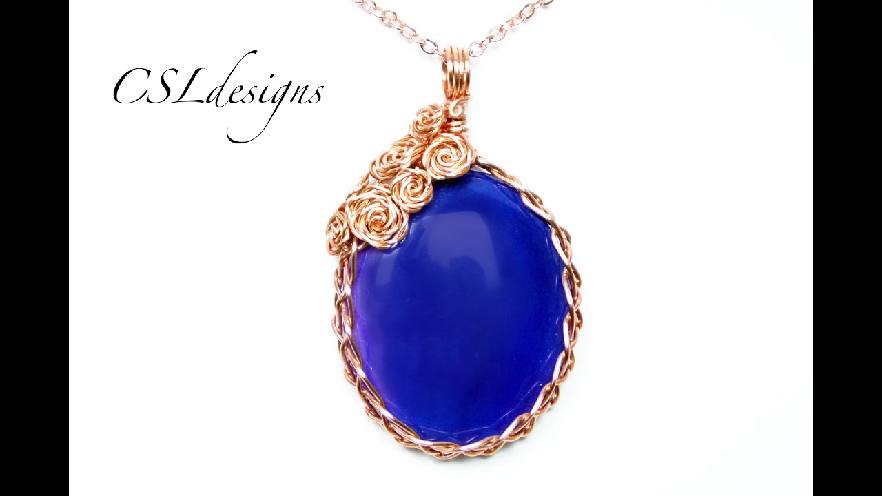 Rose covered wire wrapped cabochon