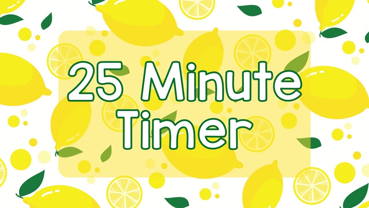 25 Minute Timer - Cute Bright Lemon Theme - Calm Ending Chime Notification - Bright Fun Aesthetic