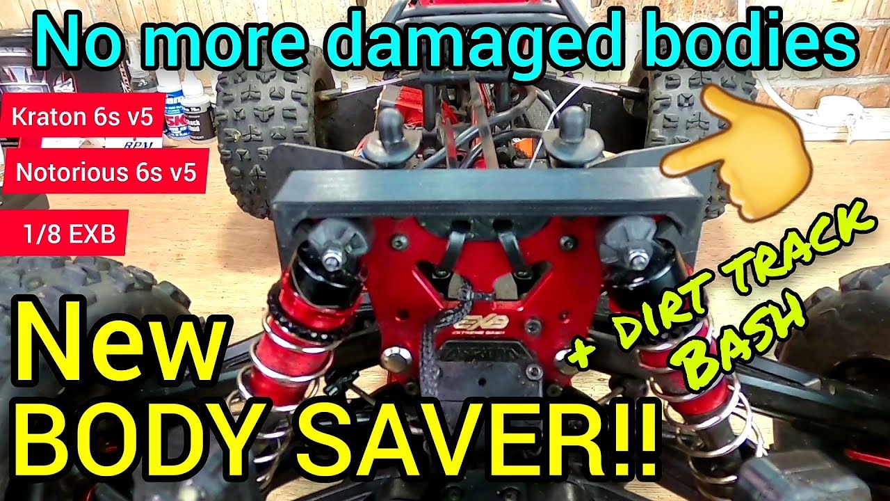 Arrma Kraton 6s V5 EXB Notorious - NEW Front Shock Tower Body Saver MOD!! review, install and test!