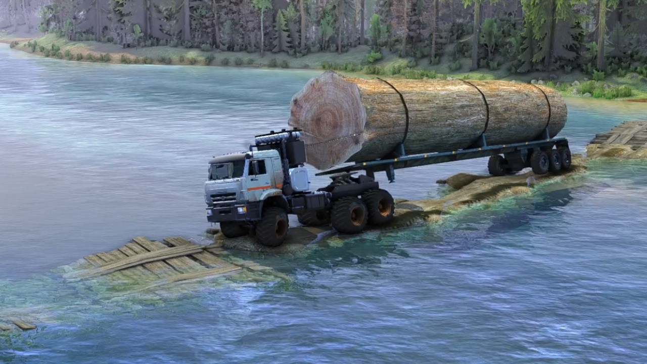 Extreme Crossing: I drove a logging truck across a broken bridge in Spintires Mudrunner gameplay
