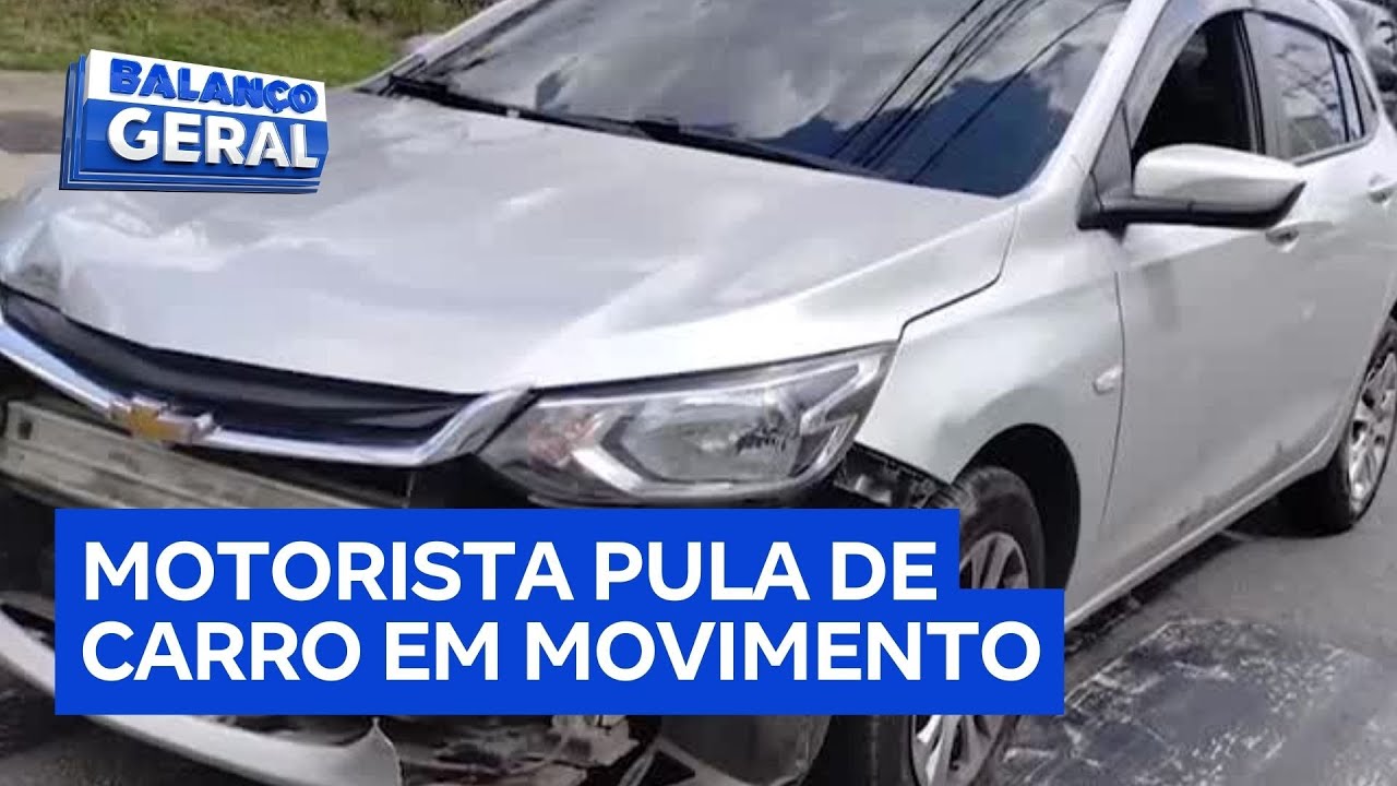 Carro é arrastado por caminhonete e motorista pula do veículo em movimento em Barueri (SP)