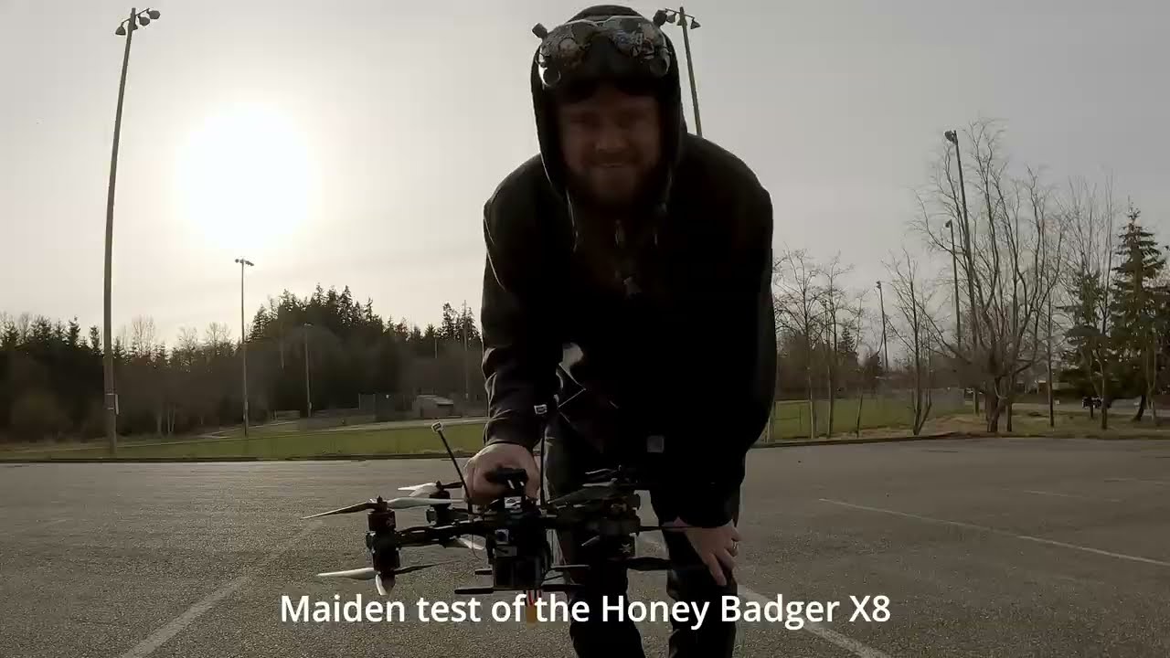 HoneyBadger FPV X8 CineLifter maiden flight!