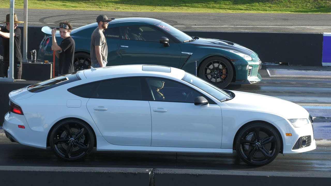 Nissan GT-R vs Audi RS7 - sports cars drag racing