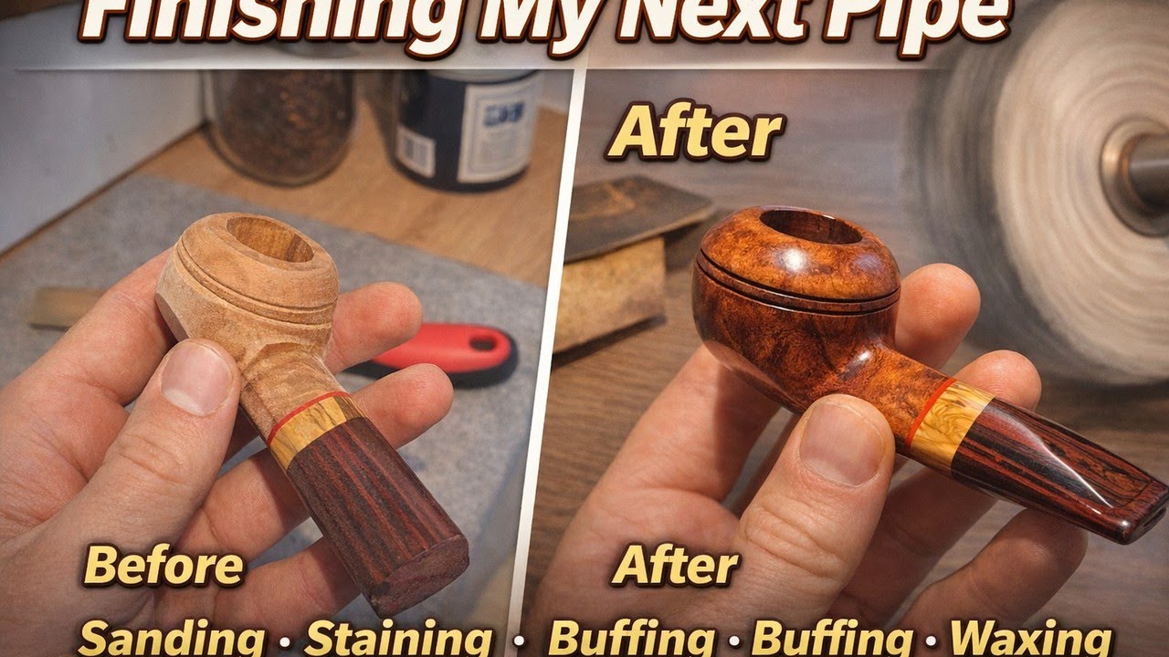 Pipe #2 Finishing My Next Handmade Pipe | Sanding, Staining, Buffing & Waxing