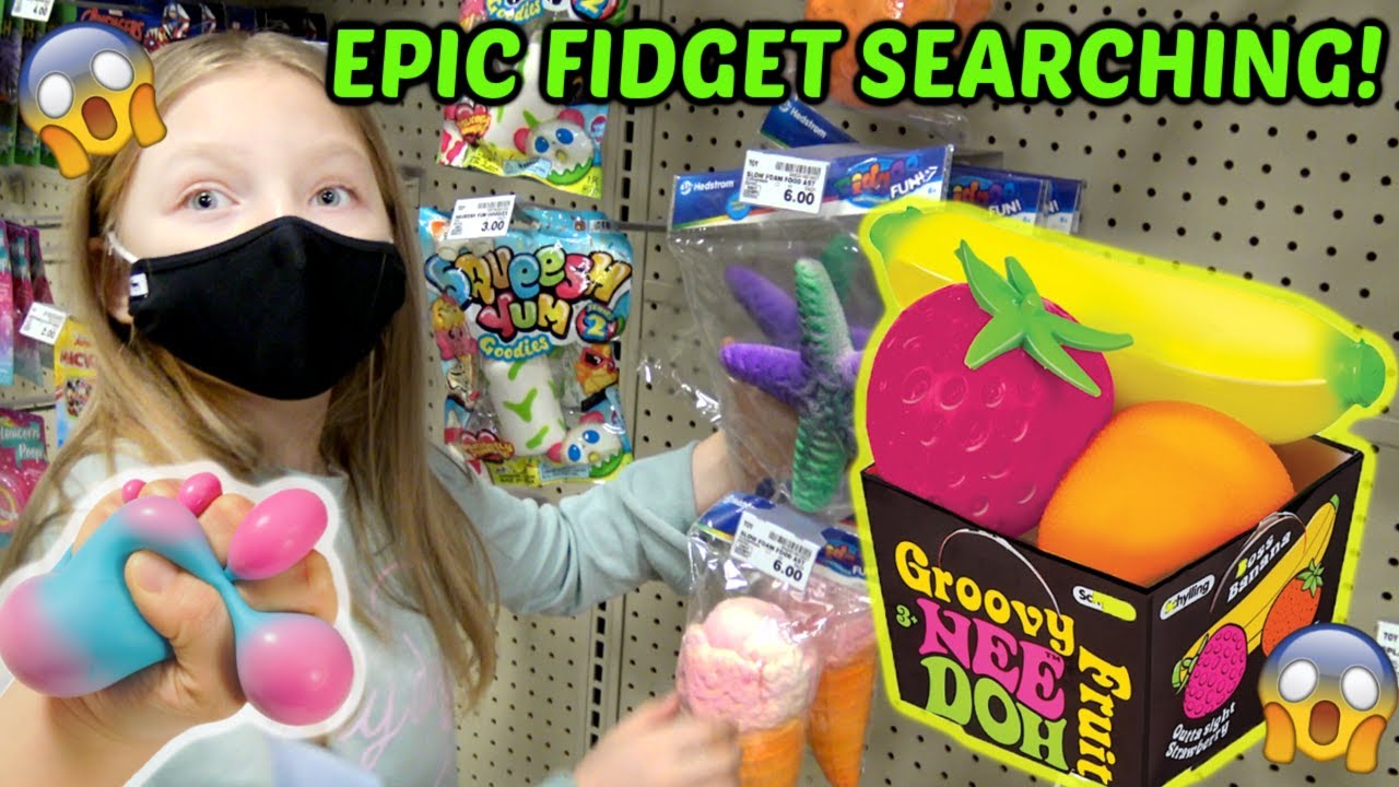 SEARCHING for FIDGETS with KAIA! GIANT NEE DOH STRESS BALL - SLIME - KIDS REACT TO FIDGETS!