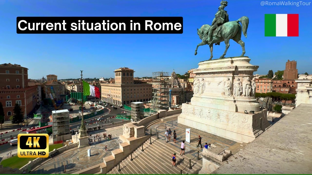 Рим, Италия 🇮🇹 — Текущая ситуация в Риме, август 2024 г. — Пешеходная экскурсия 4K — CC