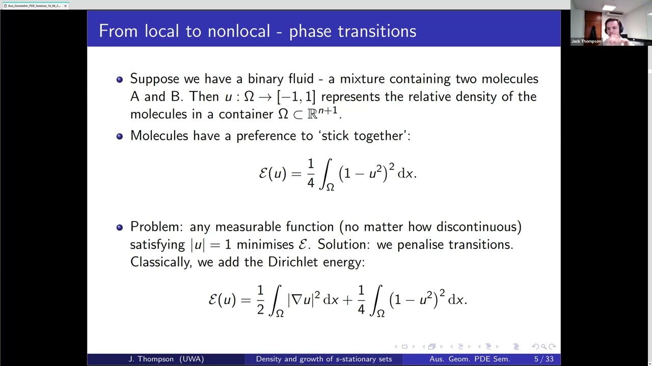 Density and growth of s-stationary sets (Jack Thompson)