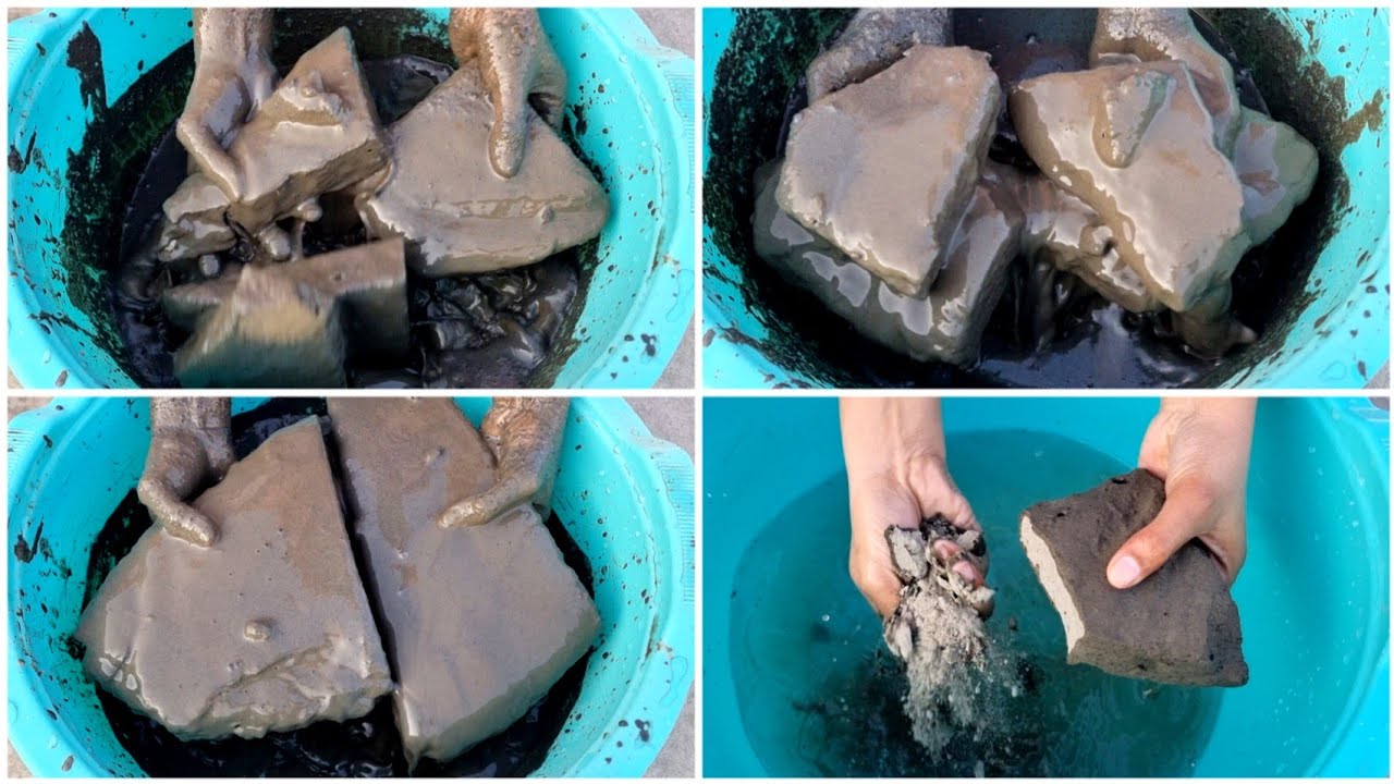 ASMR: New Video Choco Black Clay Slabs Crumbling in Water 💦 Extremely Satisfying