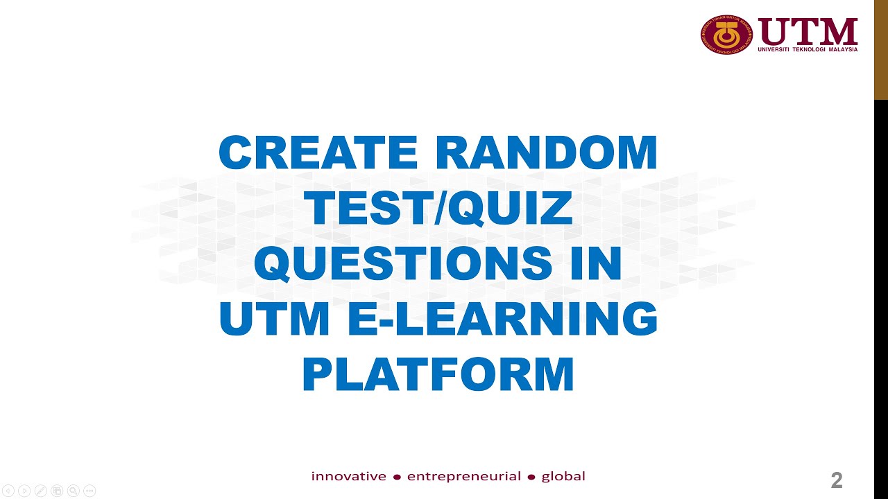 Create Random Test or Quiz Questions in UTM Elearning Platform