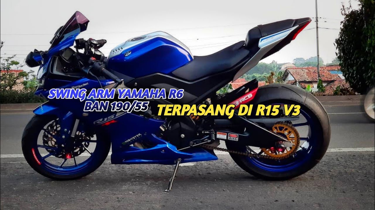 REVIEW MODIF R15 V3 SWING ARM YAMAHA R6 DAN BAN 190/55 | Review singkat dan tes ride r15 mogelook