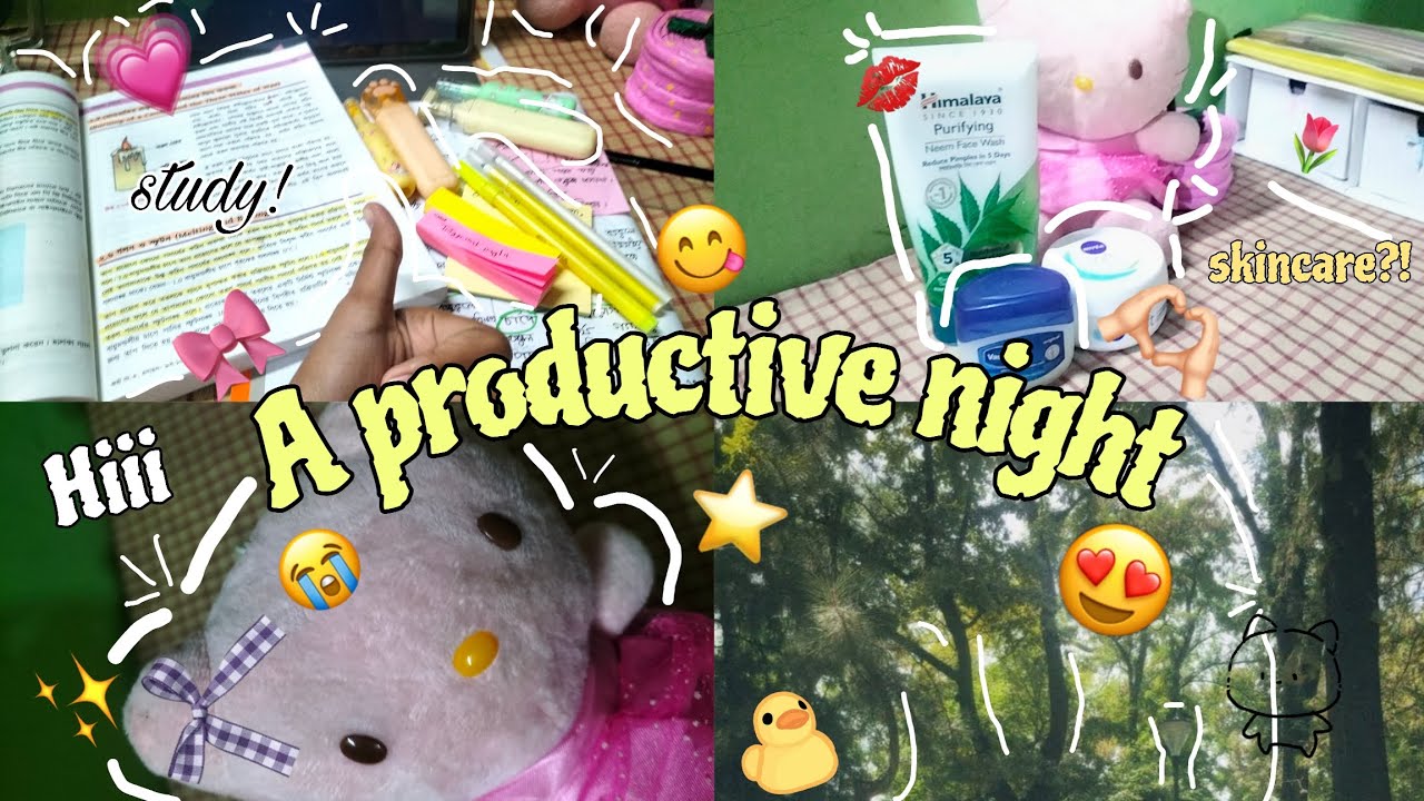 A productive night vlog||Aestheticsadiyaa||productive vlog||📚🎀🌷🍀✨🐾🍽️🍛🌌||