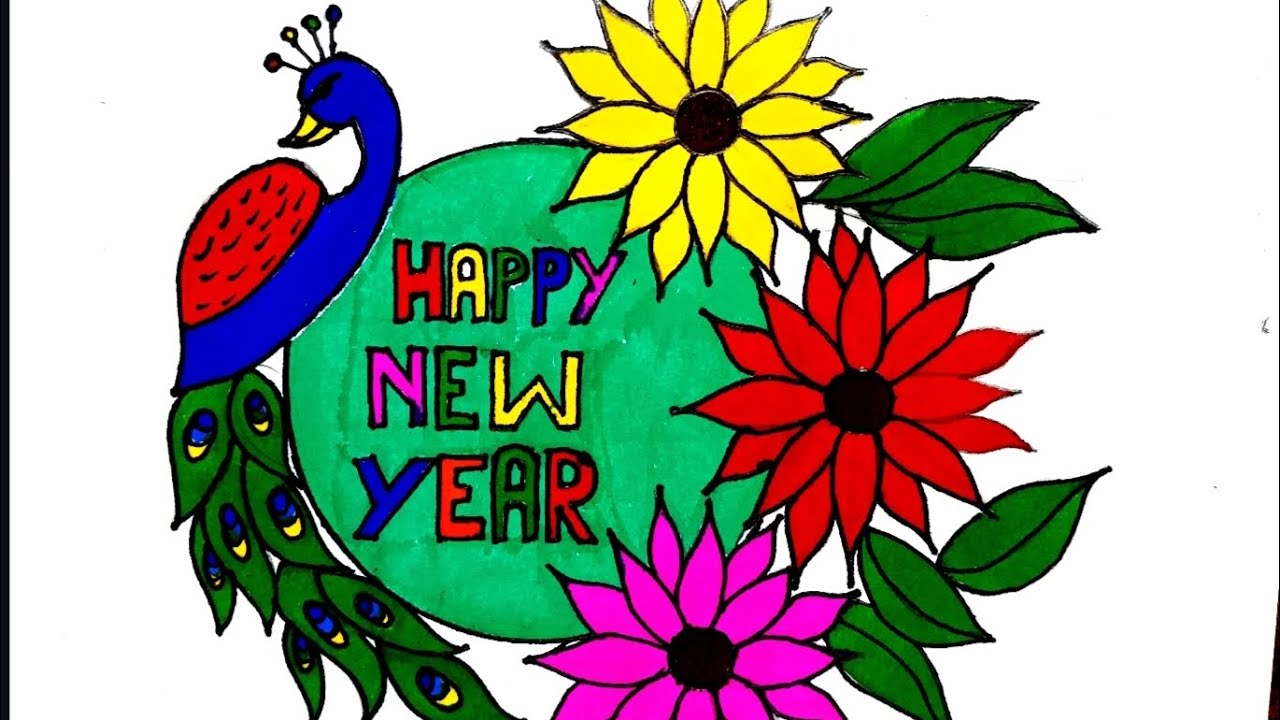 Happy New Year Drawing with colours | #viral #trending #2026 