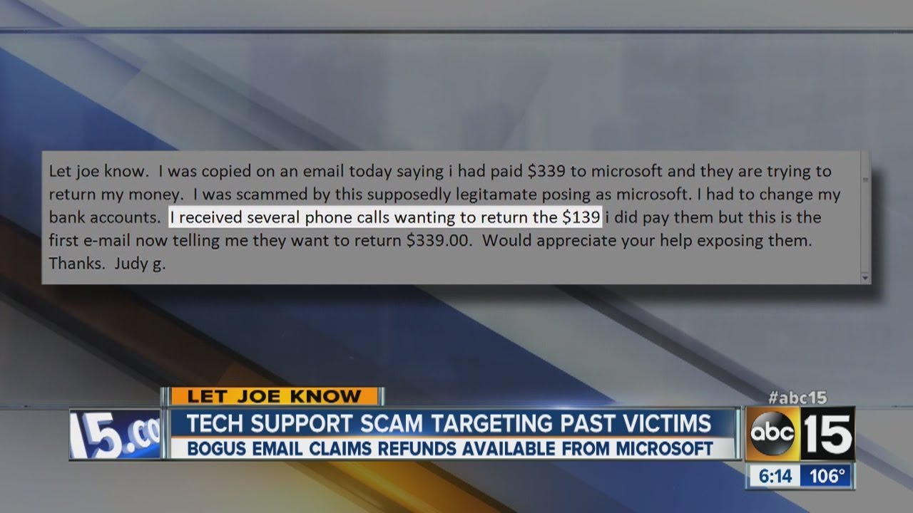 Tech support scam targeting past victims