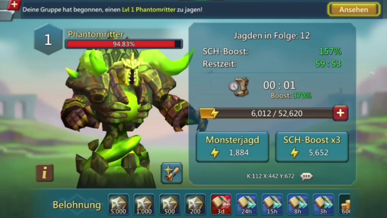 Phantomritter 20x angegriffen Belohnungen Lords Mobile