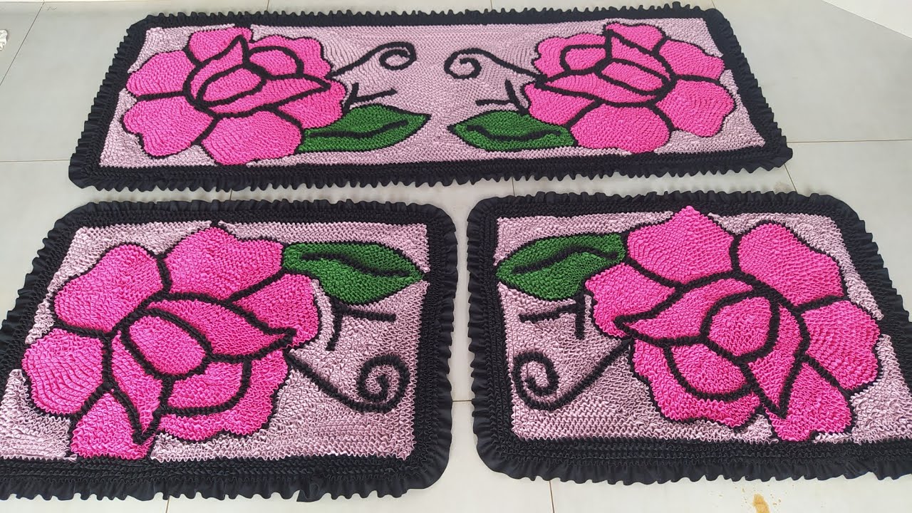 TAPETES FRUFRU🌹#como fazer #jogo cozinha frufru#flor pink
