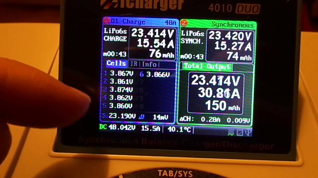 Junsi iCharger 4010 duo - 48A in synchronous mode