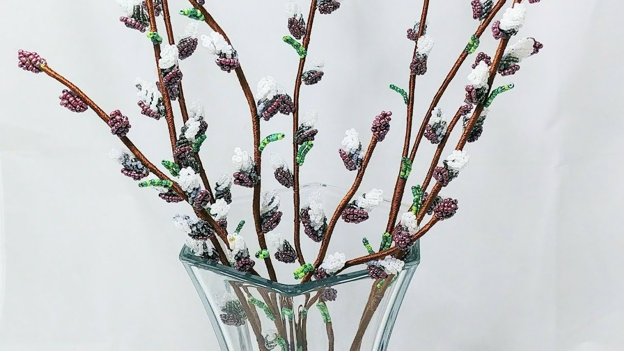 Верба из бисера Авторский мк от Виктории Koshka2015 - цветы из бисера Beaded flowers tutorial