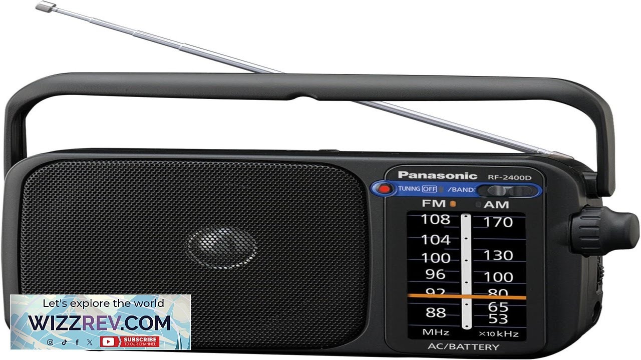 Panasonic Portable AM FM Radio Battery Operated Analog Radio AC Powered Black (RF 2400 K)